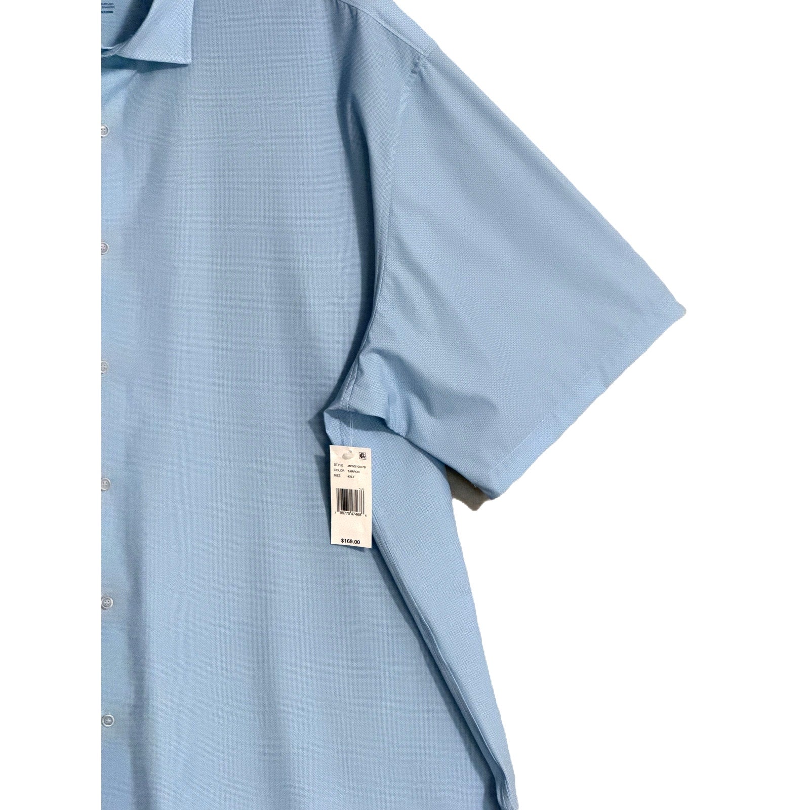 Johnnie-O Dress Shirt Men's 4XLT Big & Tall Short Sleeve Button-Up Blue