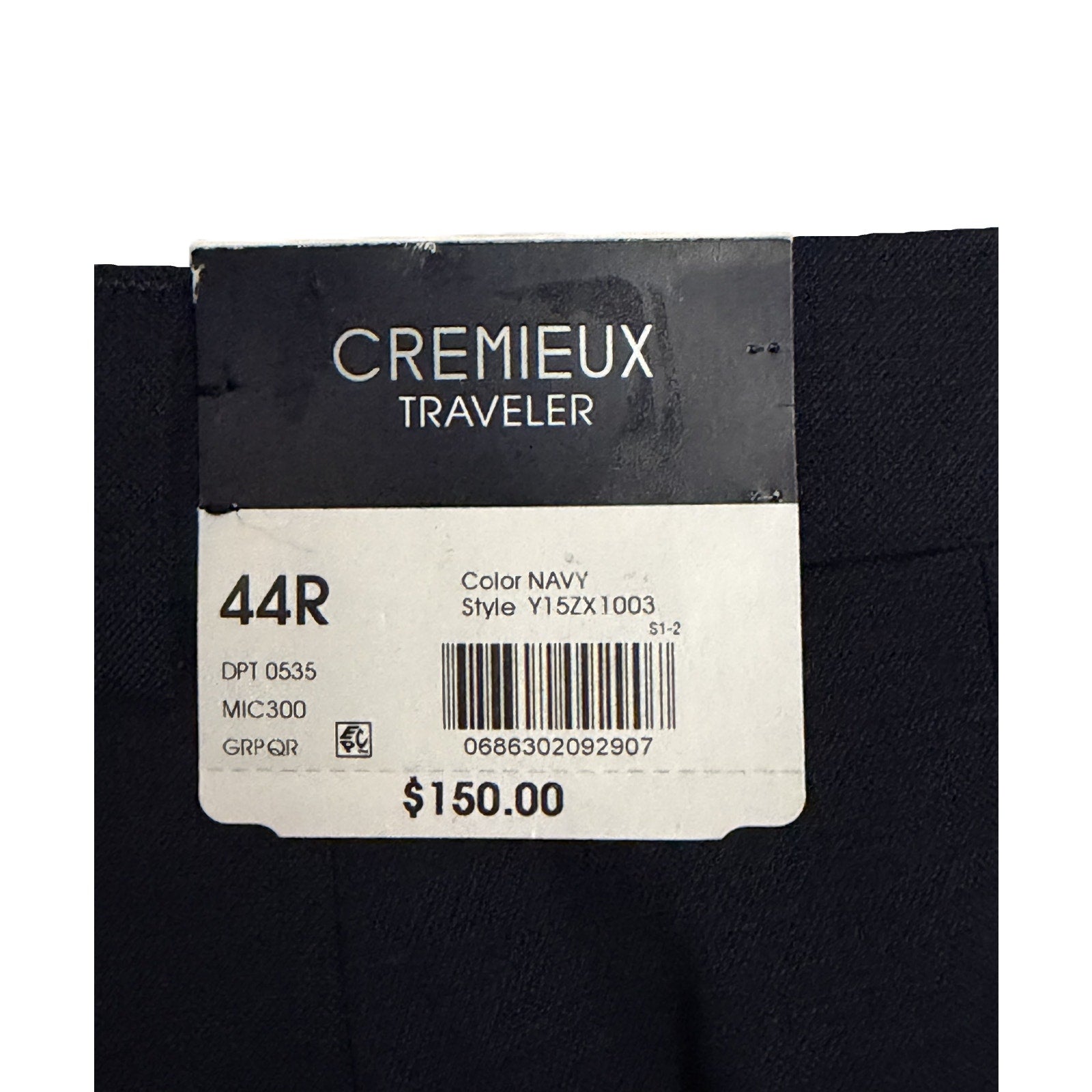 Daniel Cremieux Dress Pant Men's 44R Traveler Raw Hem Comfort Waist Navy