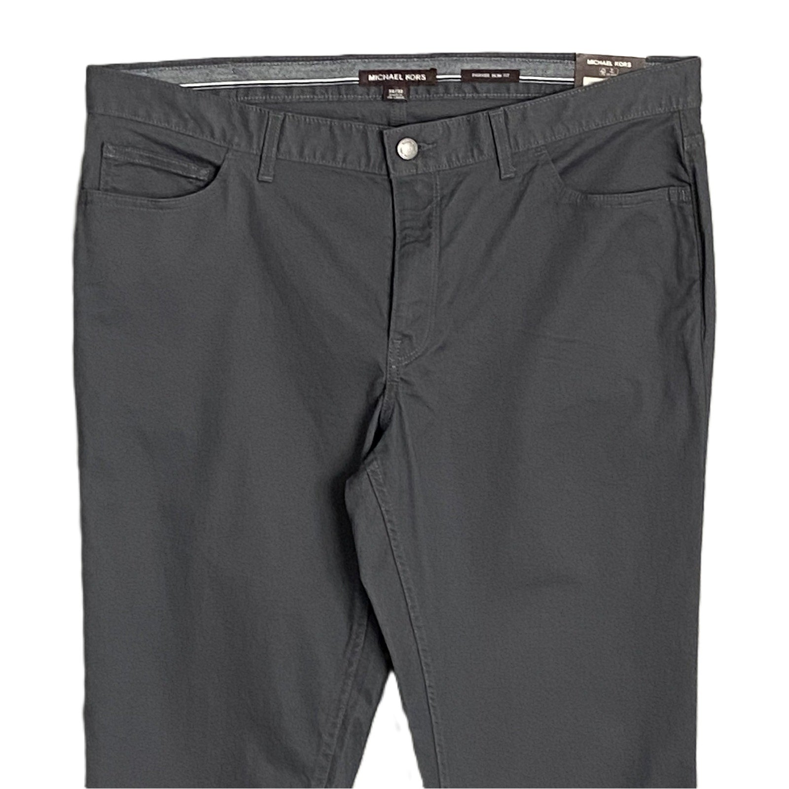 Michael Kors Men's 36x32 Parker Slim Fit Pant Stretch Solid Smoke Grey