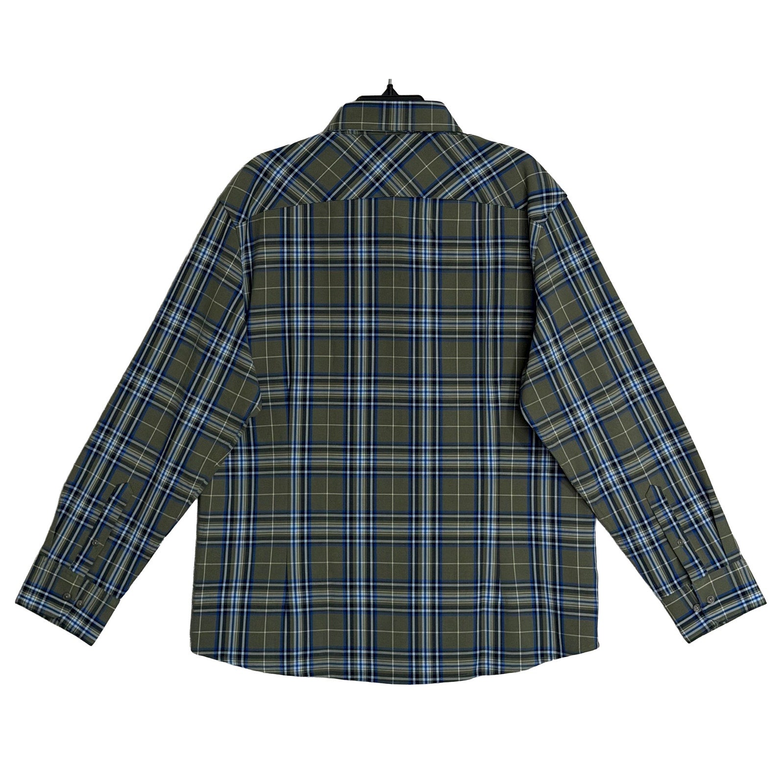 Mizzen+Main Men's XL Trim Fit City Flannel Twill Shirt Olive Thomas Plaid