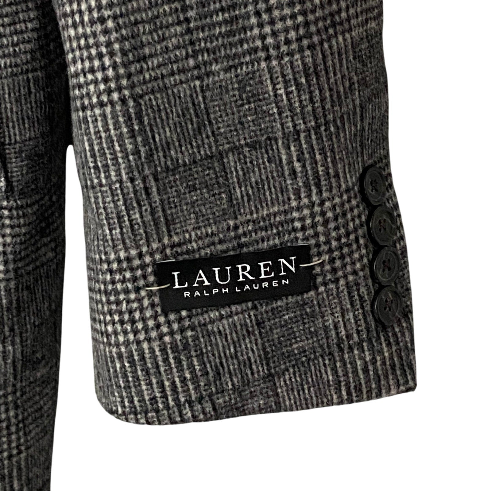 Lauren Ralph Lauren Overcoat Men's 40 Regular Wool Blend Black & White Plaid