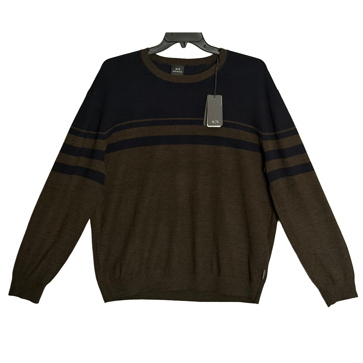 Armani Exchange Sweater Men's XXL Crew Neck Lightweight Wool Color-Block