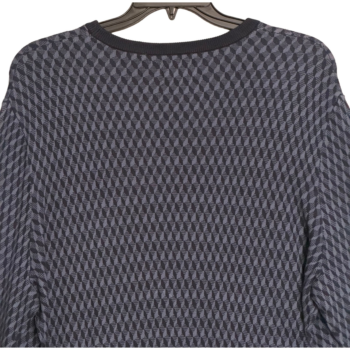 Perry Ellis Men's XLT Big & Tall Geometric Jacquard Crew Neck Sweater Indigo