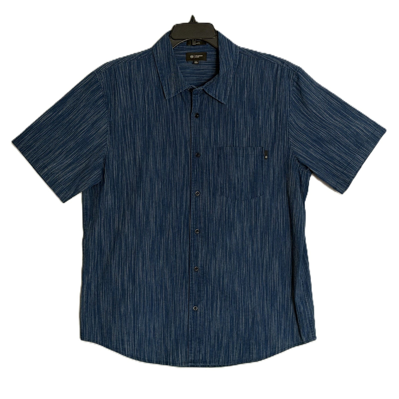 AG Los Angeles Shirt Men's Large Relaxed Fit Wesley Short Slv Button-Up Blue