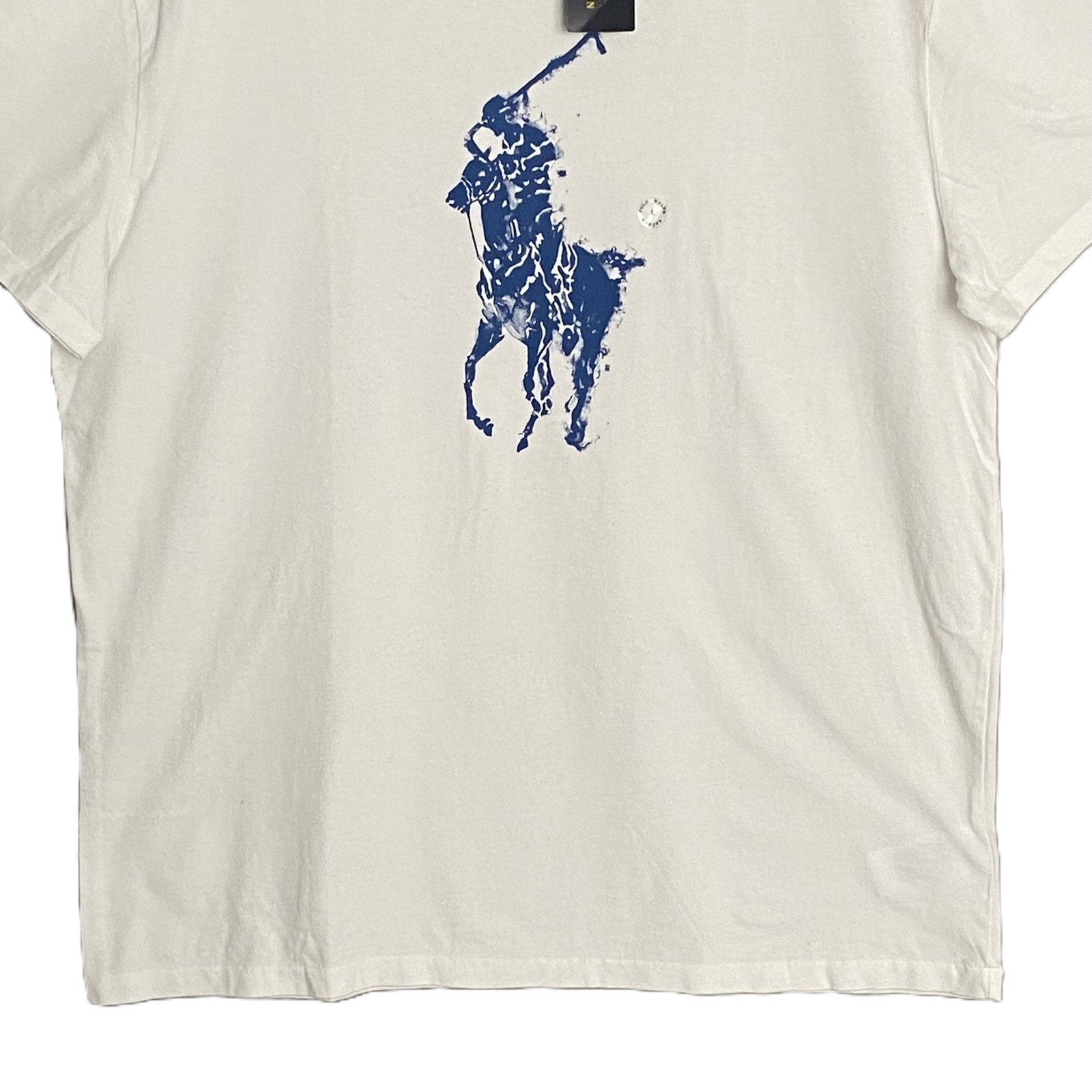 Polo Ralph Lauren T-Shirt Men's Large Graphic Jersey Crew Neck Solid White