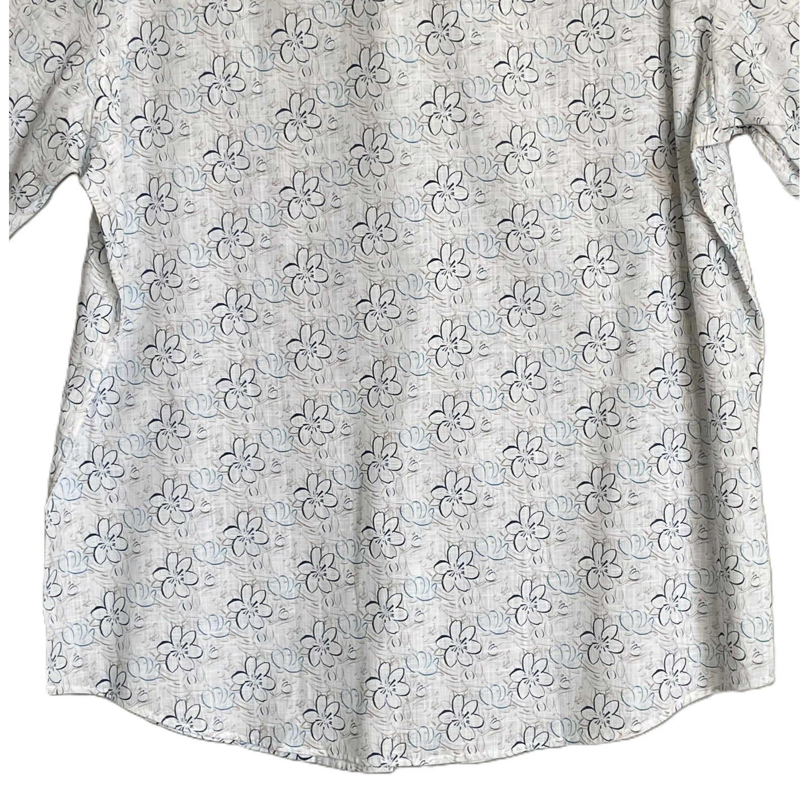 Bugatchi Shirt Men's Large Classic Fit Button-Up Short Sleeve Almond Floral