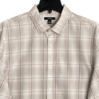 Alfani Dress Shirt Men's XXL Button-Up Shirt Light Brown Window Pane Cotton