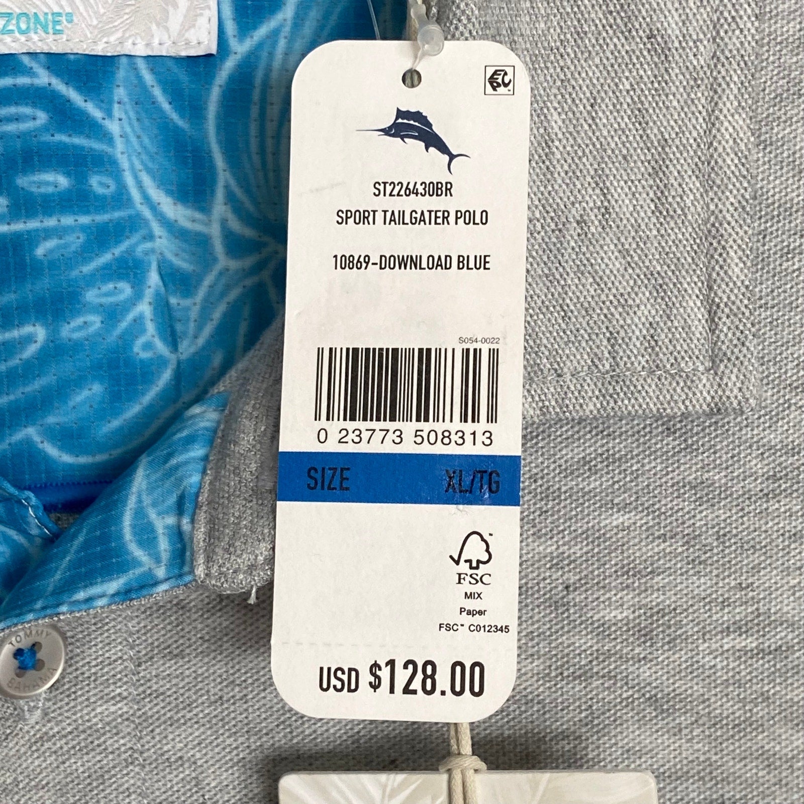 Tommy Bahama Polo Shirt Men's XL Island Zone Pima Cotton Gray Heather