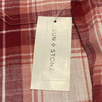 Sun + Stone Shirt Men's Small Woven Long Sleeve Button Up Raspberry Plaid