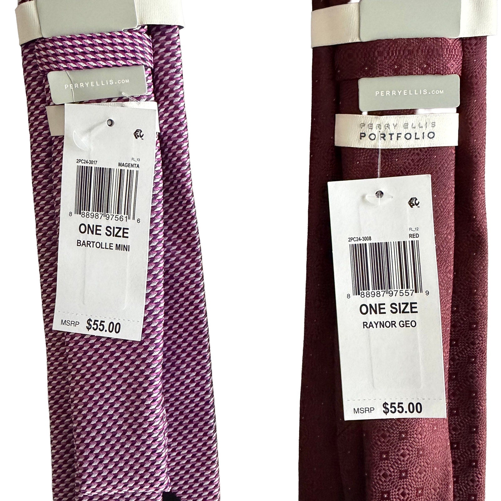 Perry Ellis Portfolio Ties Lot of 2 Men's Bartolle Mini & Raynir Geo