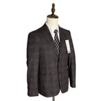Bar III Men's 36R Slim Fit Sport Coat Stretch Unlined Brown Plaid