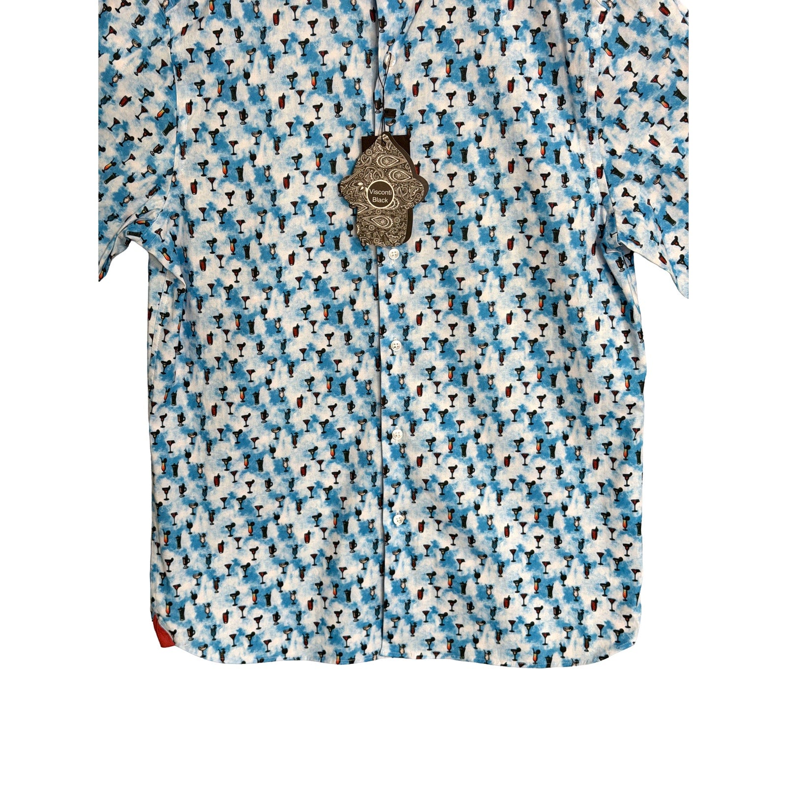 Visconti Black Casual Shirt Men's Small Modern Fit Stretch Cocktail Print