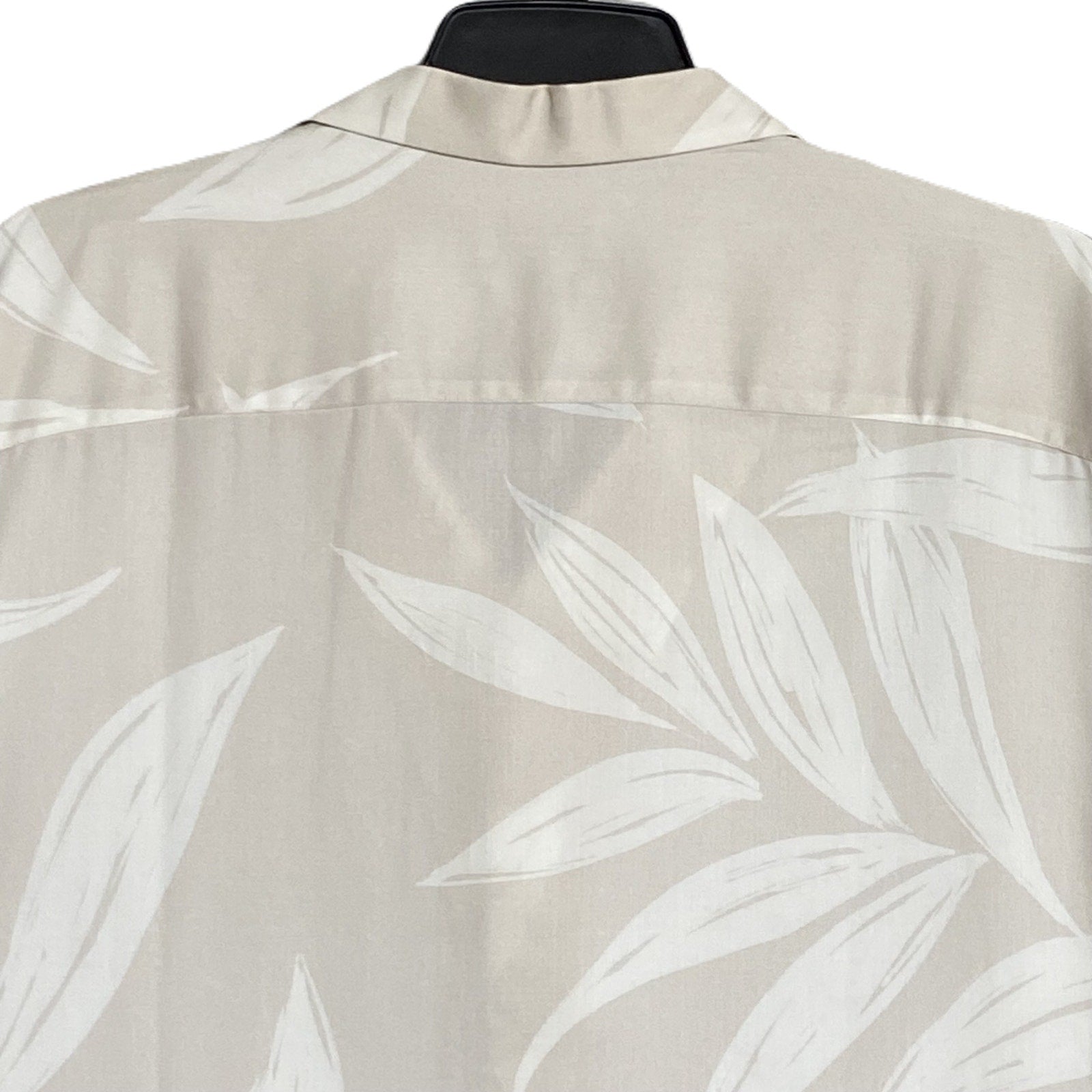 Bugatchi Shirt Men's XXL Classic Fit Camp Collar Short Sleeve Almond Leaf