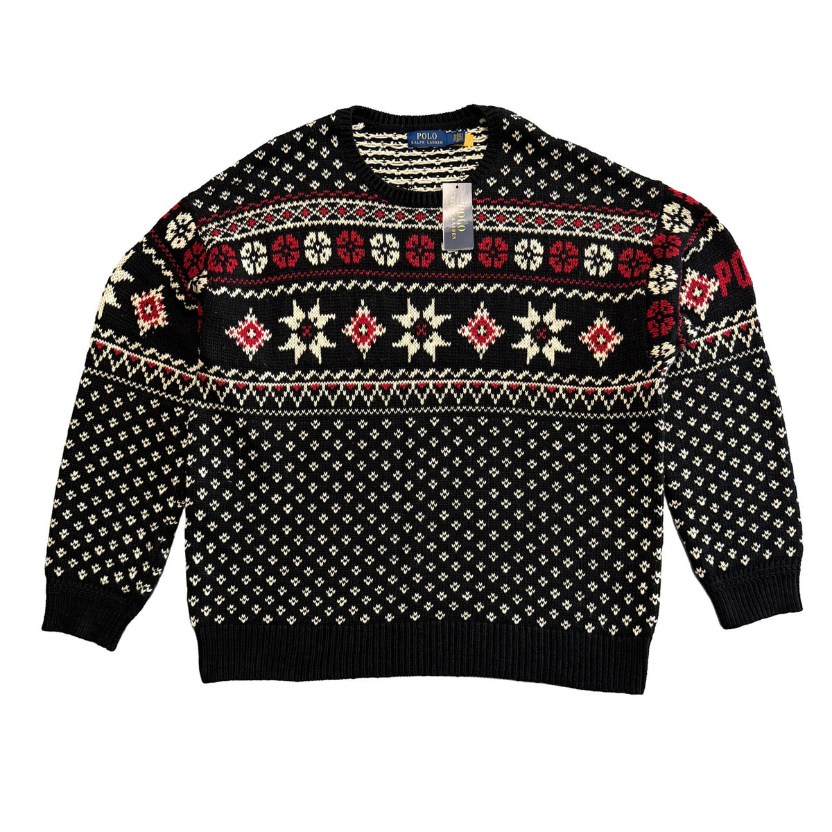 Polo Ralph Lauren Men's XXL Snowflake Cotton Cashmere Sweater Black