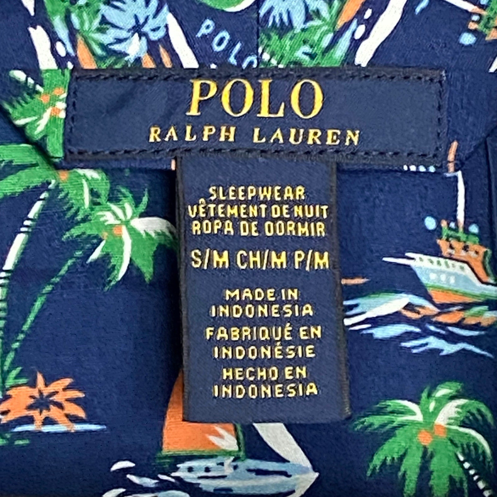 Polo Ralph Lauren Sleepwear Men's Cotton Robe Small/Medium Blue Tropical
