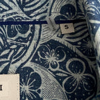 Bugatchi Shirt Men's Small Shaped Fit Linen Blend Short Sleeve Indigo Floral