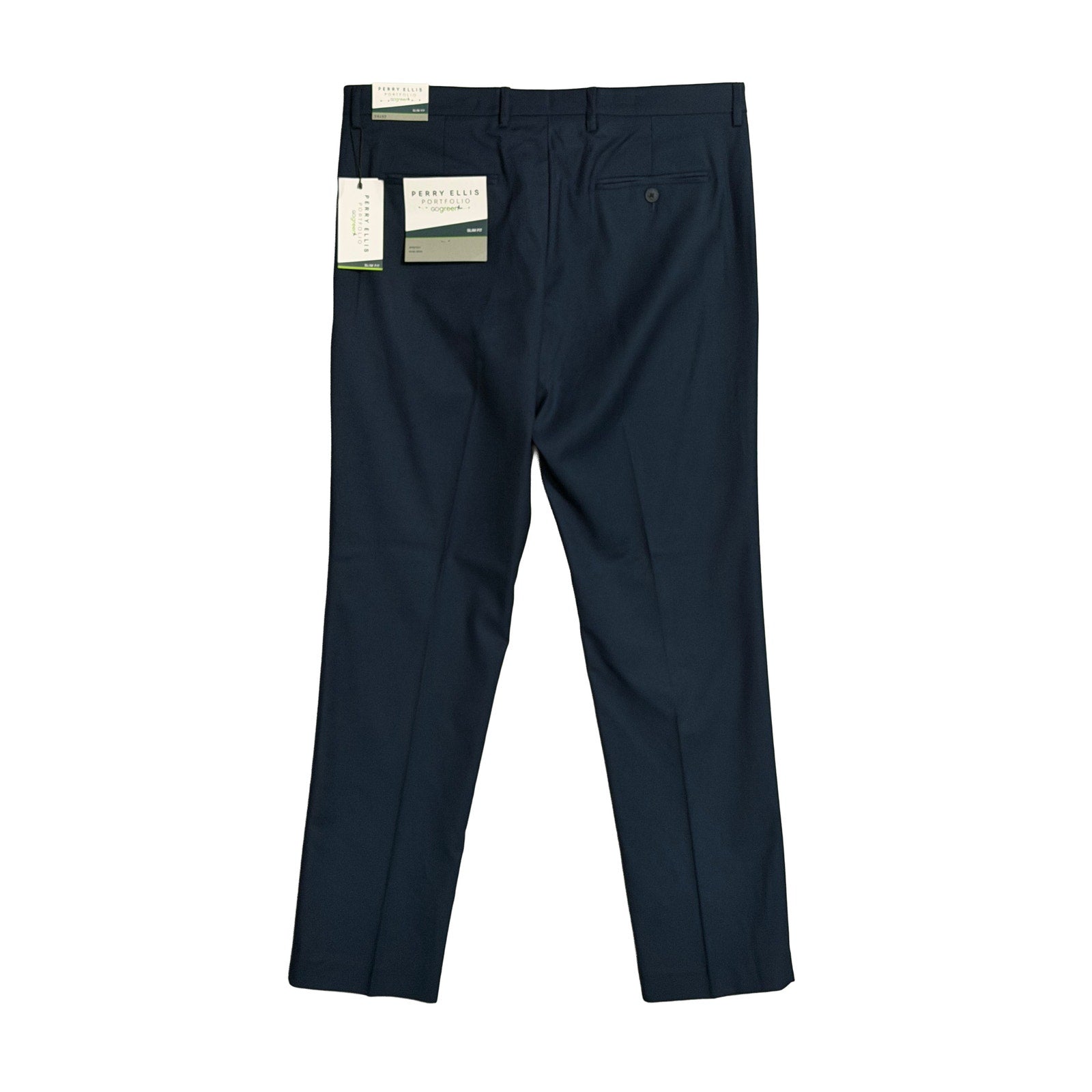 Perry Ellis Portfolio Pants Men's 34"x32" Dress Pants Slim Fit Dark Blue