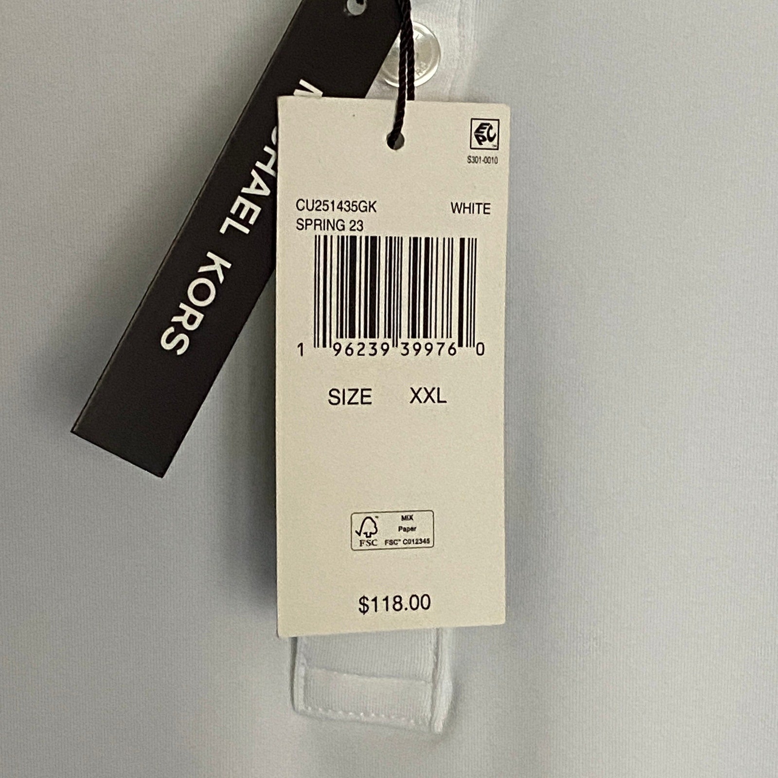 Michael Kors Polo Shirt Men's XXL Short Sleeve Wicking UV Solid White