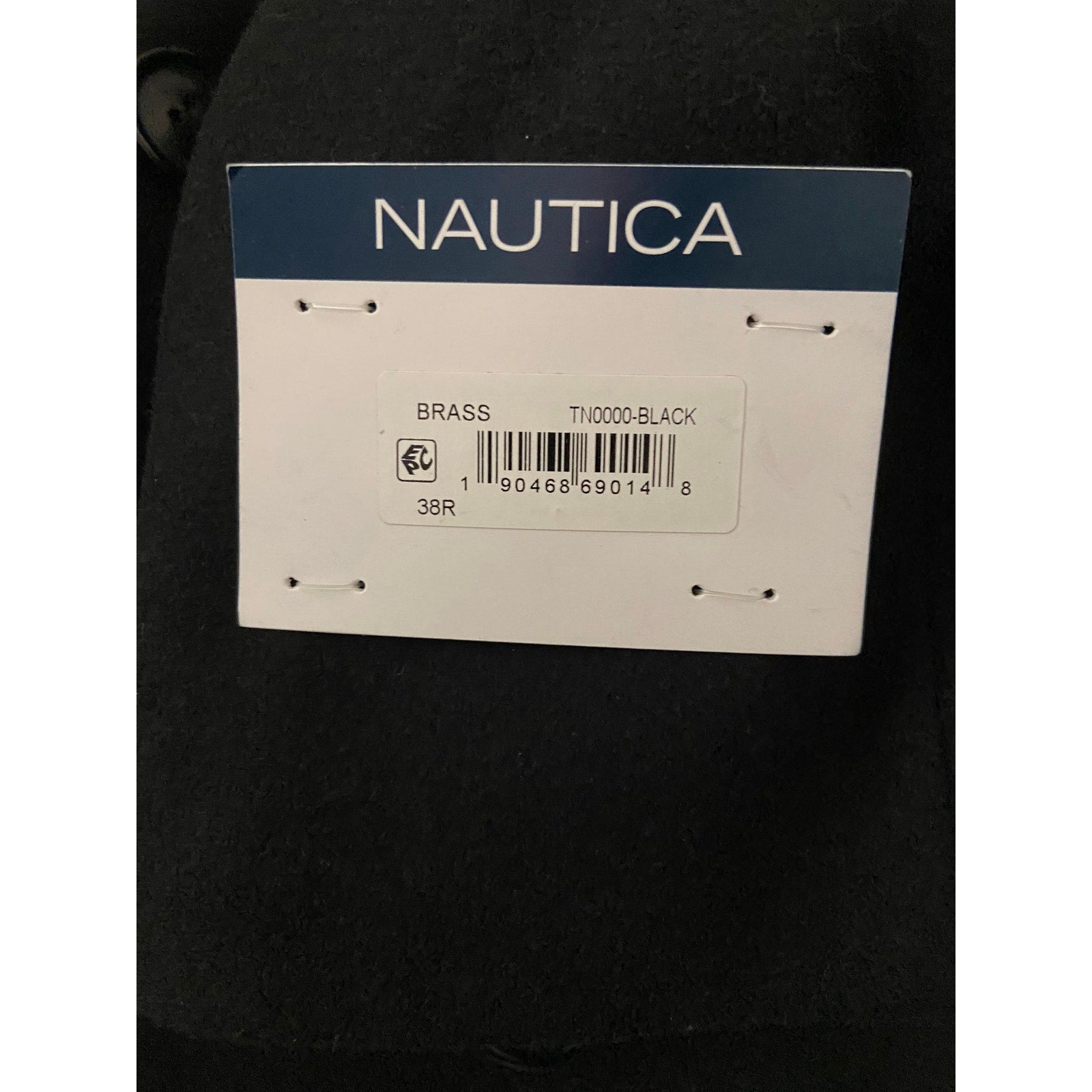 Nautica Men's 38 Regular Overcoat Double-Breasted Wool Blend Lined Black