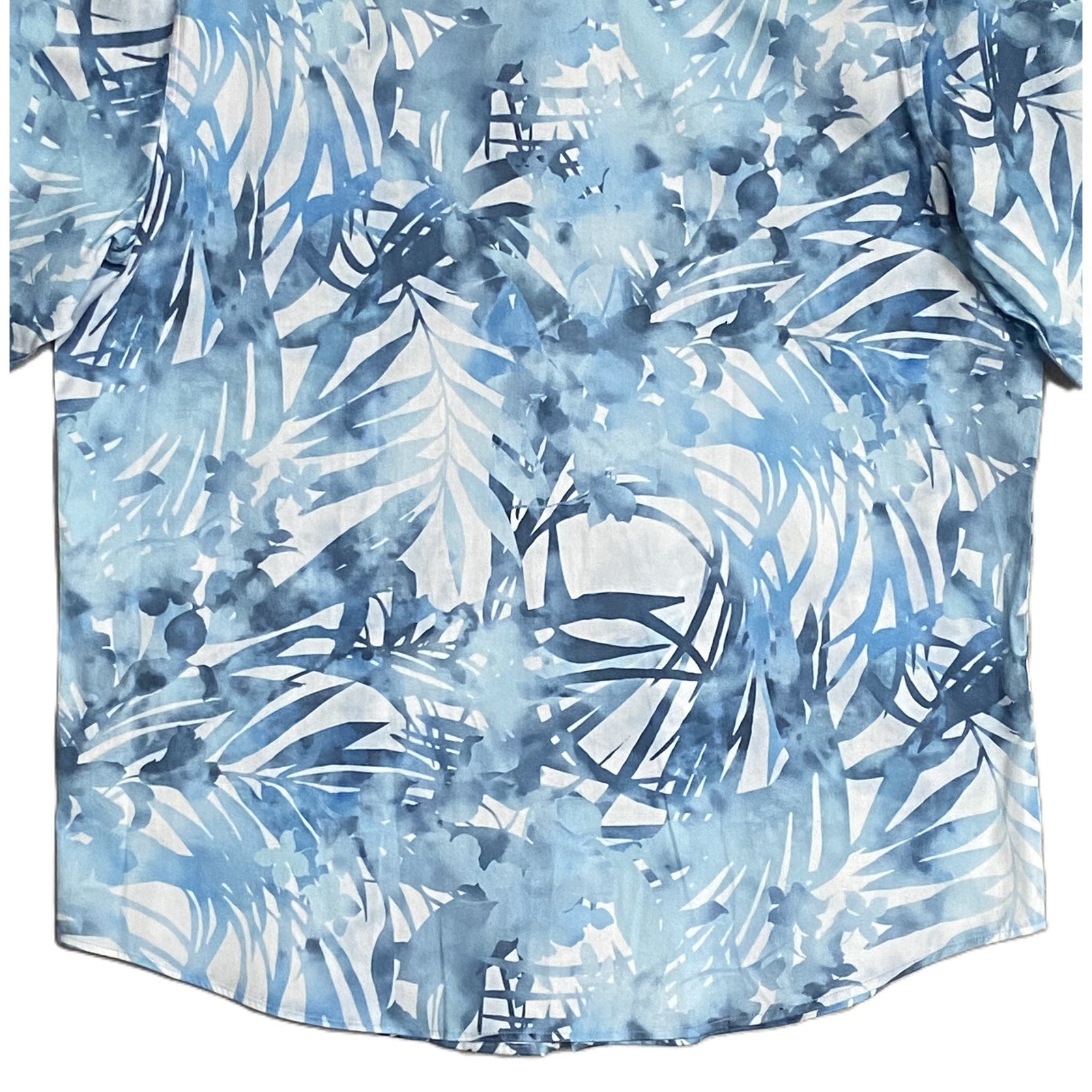Bugatchi Shirt Men's Large Classic Fit Button-Up Short Sleeve Blue Floral