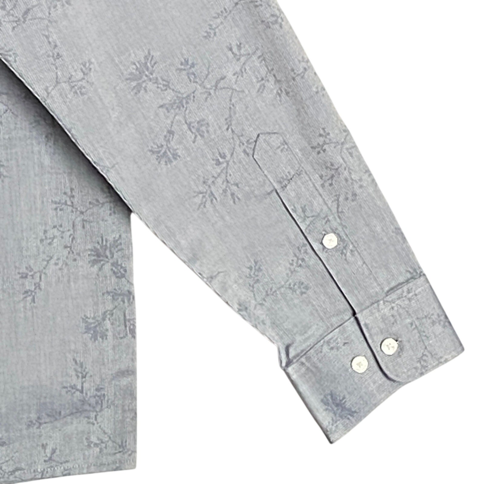 Perry Ellis Shirt Men's XXL Long Sleeve Button Up Shirt Grey Floral Pattern