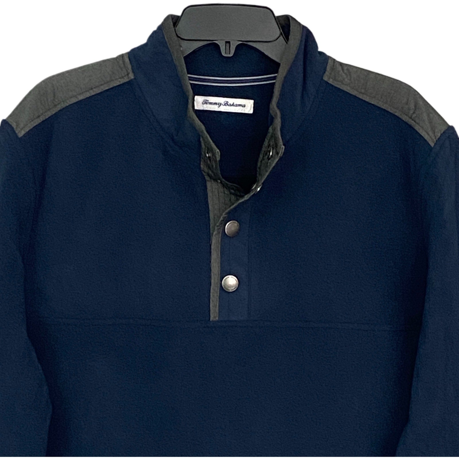 Tommy Bahama Sweatshirt Men's Medium Field Runner Half-Snap Mock-Neck Blue