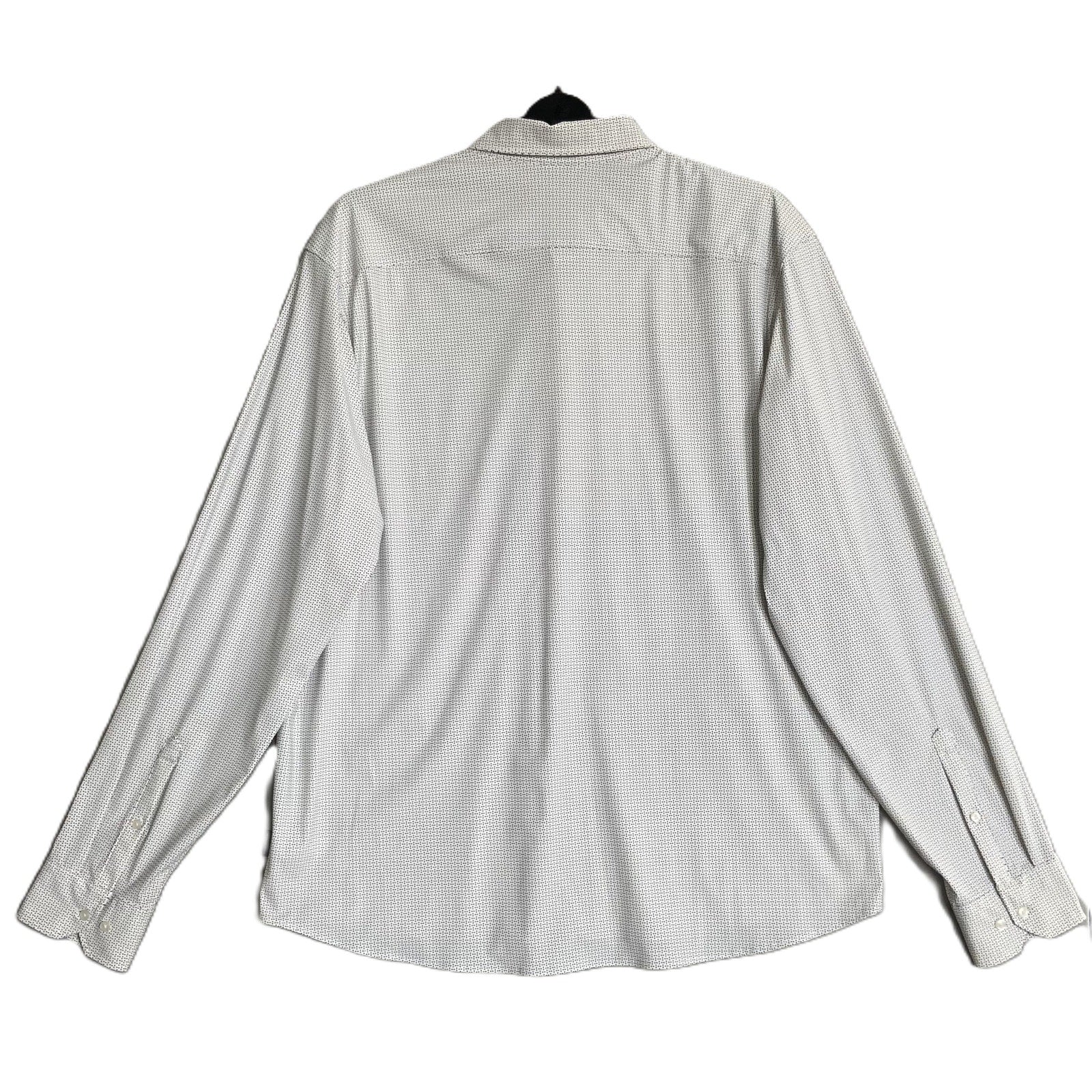 Michael Kors Dress Shirt Men's XXL Slim Fit Long Sleeve Stretch White Geo