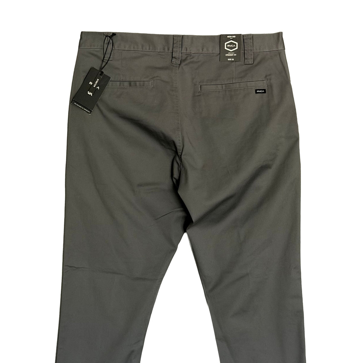 RVCA Week-End Pant Men's 36"x32" Straight Fit Stretch Fabric Smoke Gray