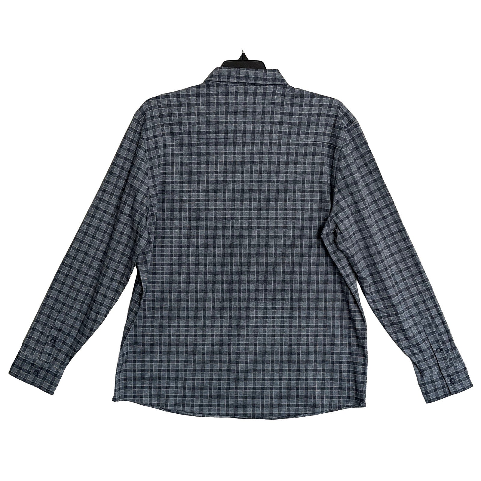 Johnston & Murphy Shirt Men's XL Long Sleeve Navy Gingham Pockets