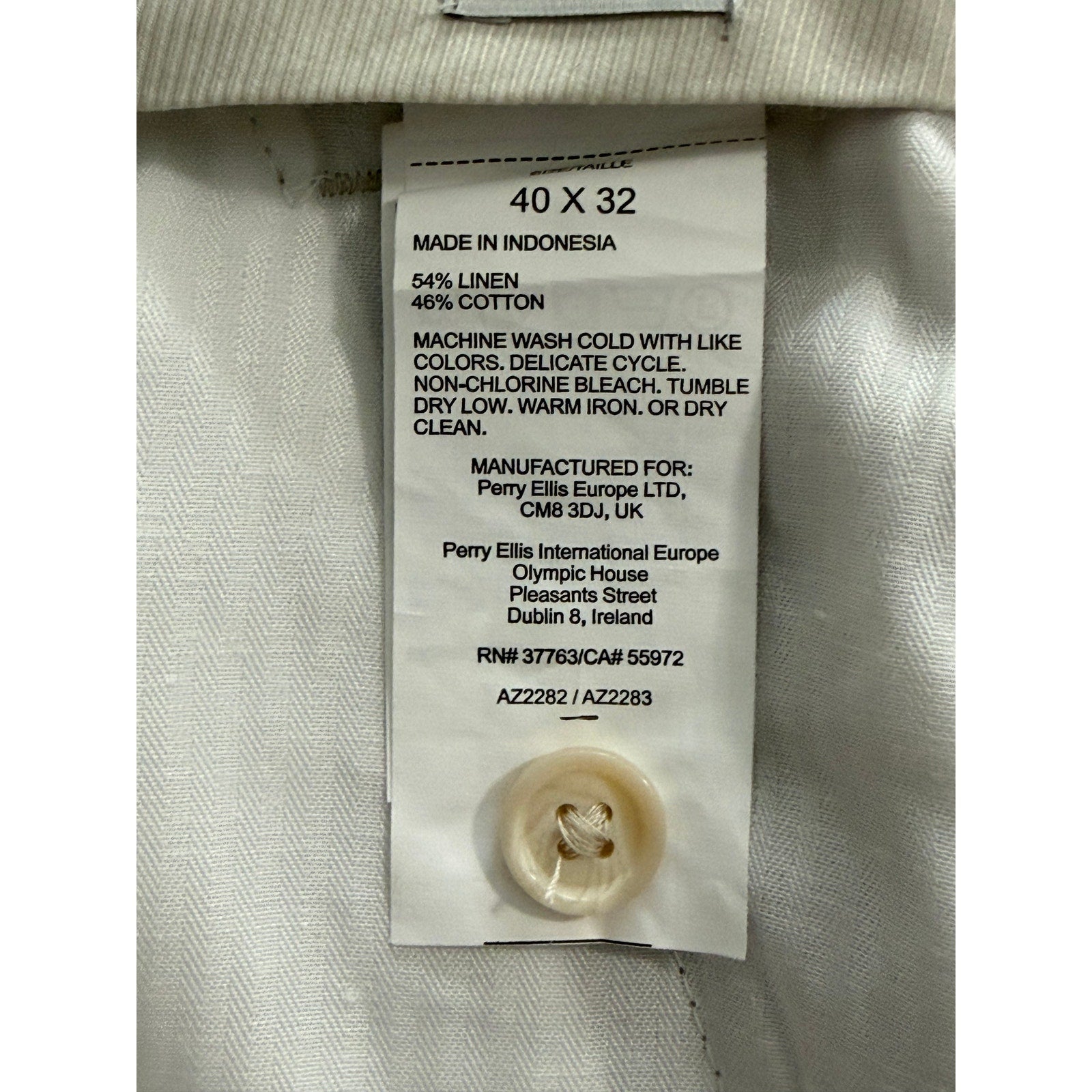 Perry Ellis Portfolio Pants Men's 40"x32" Modern Fit Dress Pants Linen Blend