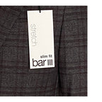 Bar III Men's 36R Slim Fit Sport Coat Stretch Unlined Brown Plaid