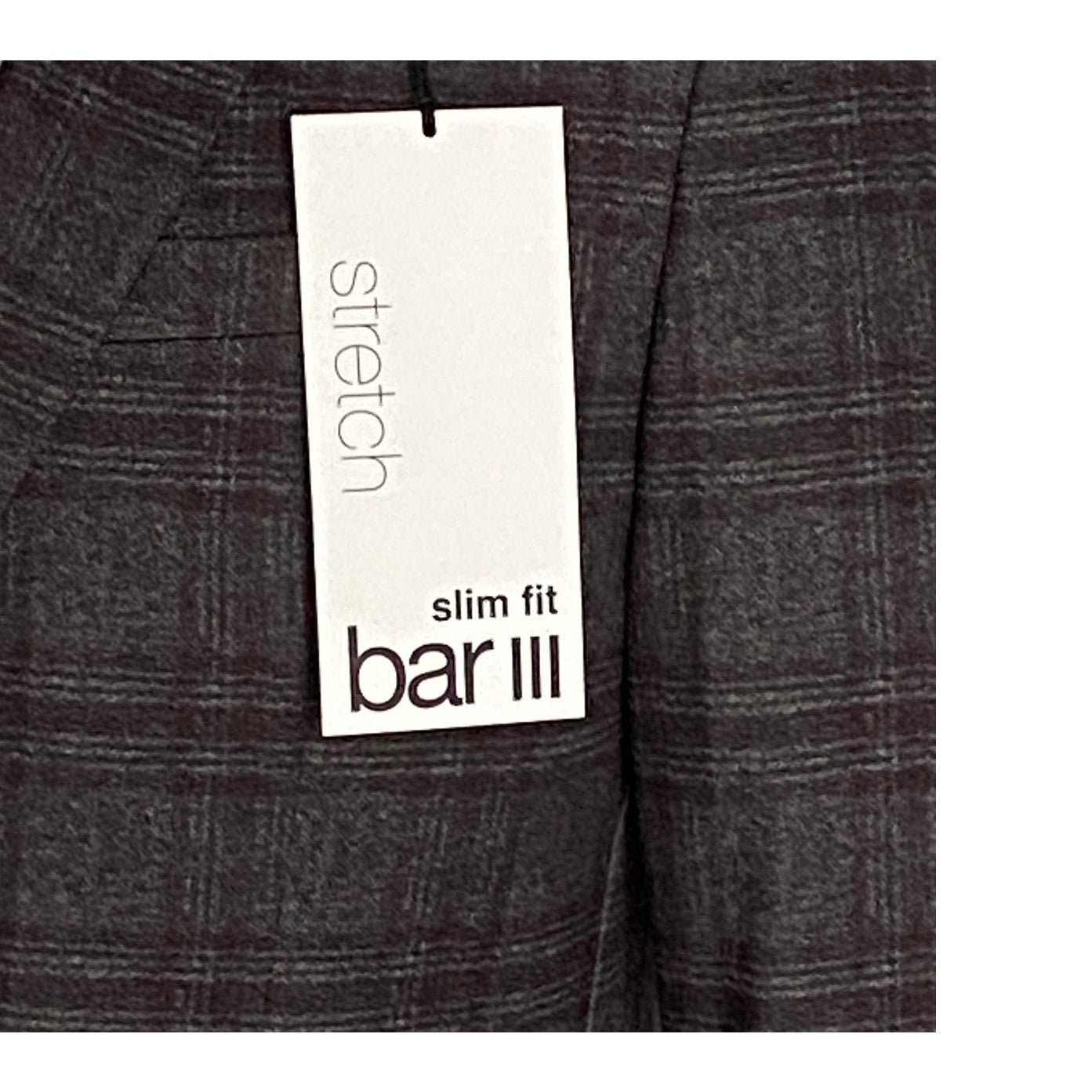 Bar III Men's 36R Slim Fit Sport Coat Stretch Unlined Brown Plaid