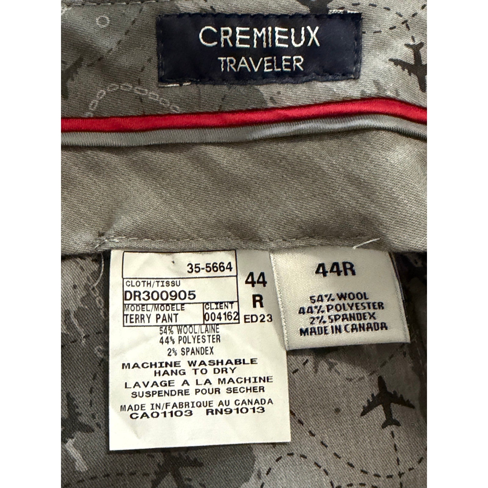 Daniel Cremieux Dress Pant Men's 44R Traveler Raw Hem Comfort Waist Navy