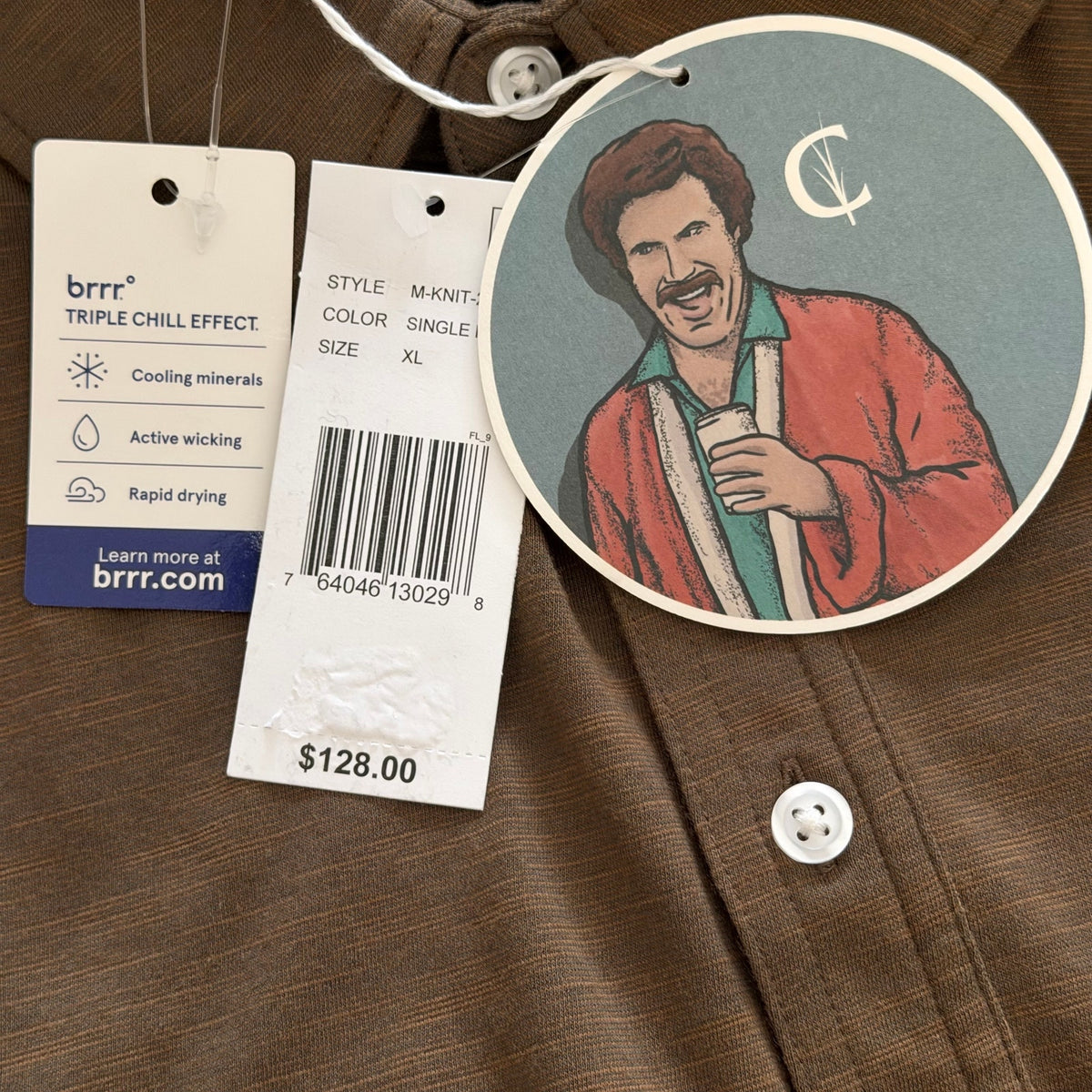 Criquet Polo Shirt Men's XL Long Sleeve Moisture Wicking Quick Dry Single Malt