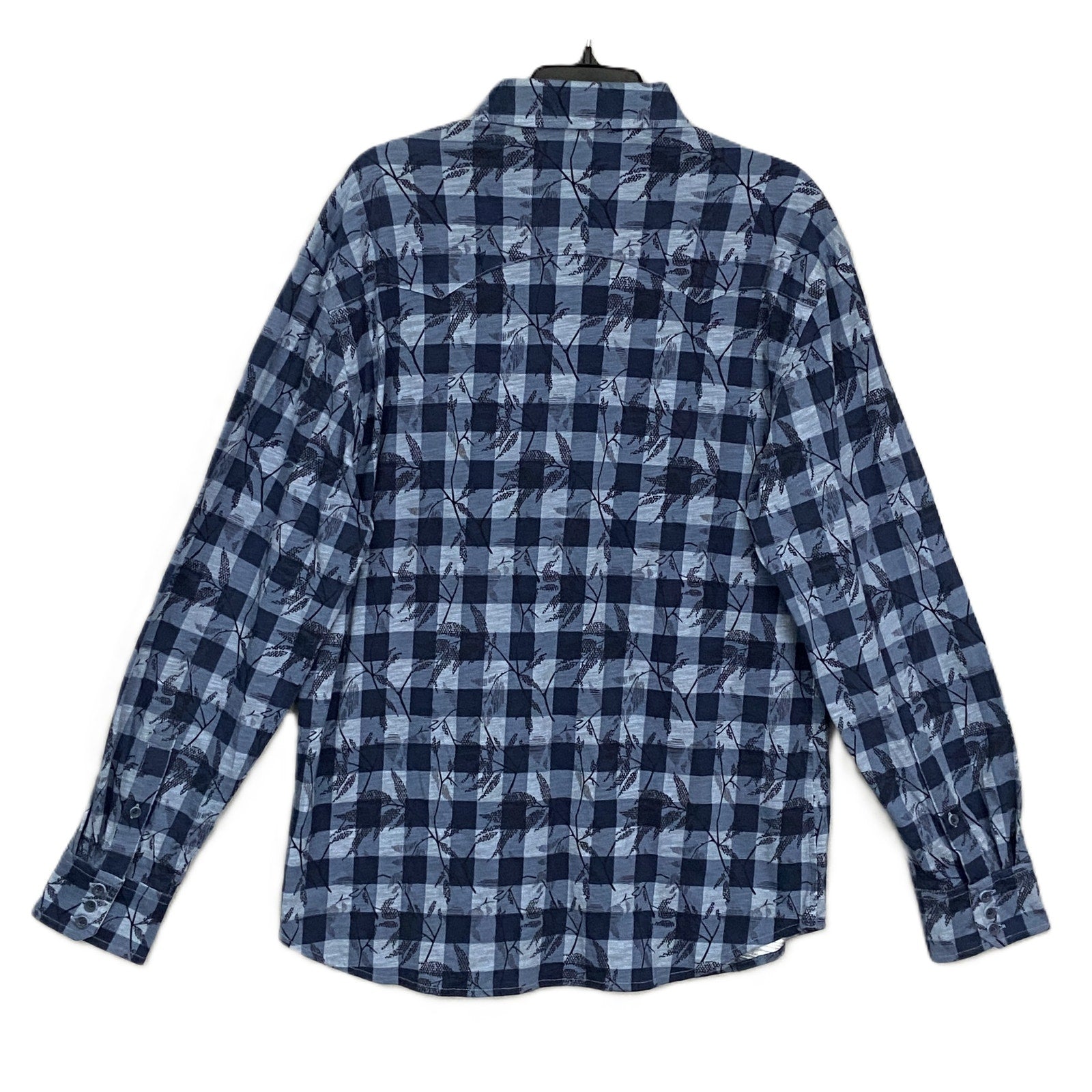 Daniel Cremiuex 38 Kyoto Men's Large Gingham Print Shirt Long Sleeve Blue