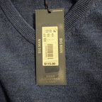 Hart Schaffner Marx Sweater Men's 3XB Big & Tall V-Neck Merino Wool Blue Heather