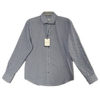 Bugatchi Dress Shirt Men's Small Long Sleeve Button-Up Blue Brown Geo