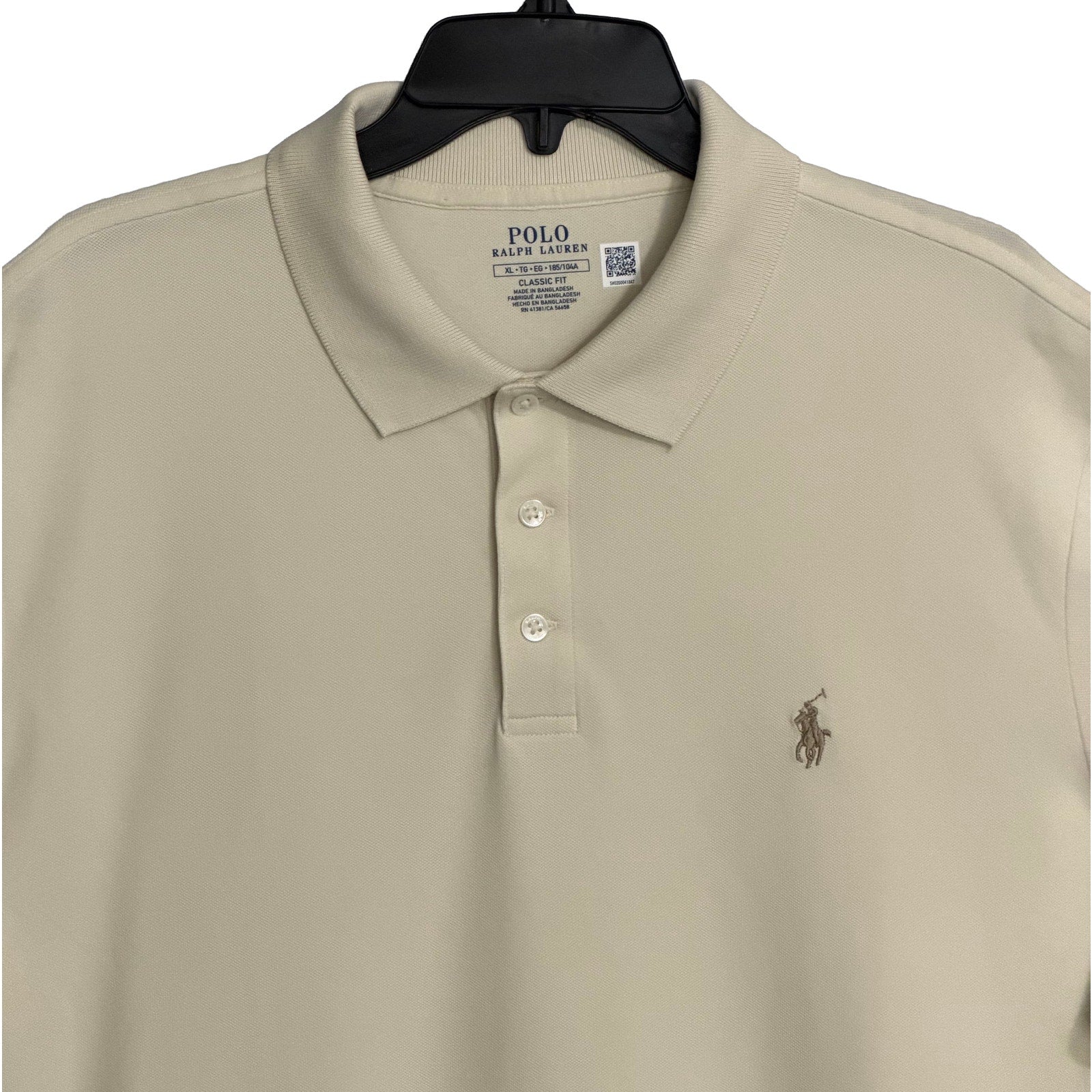 Polo Ralph Lauren Polo Shirt Men's XL Classic Fit Short Sleeve Stretch Cream