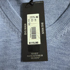 Hart Schaffner Marx Sweater Men's 3XB Big & Tall V-Neck Merino Wool Lt Blue