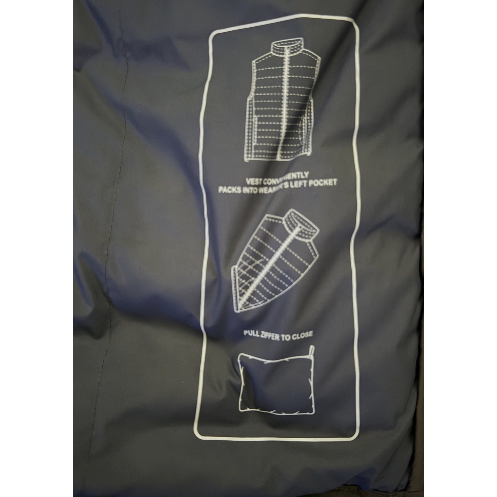 Roundtree & Yorke Down Vest Men's Large Full Zip Packable Pockets Black