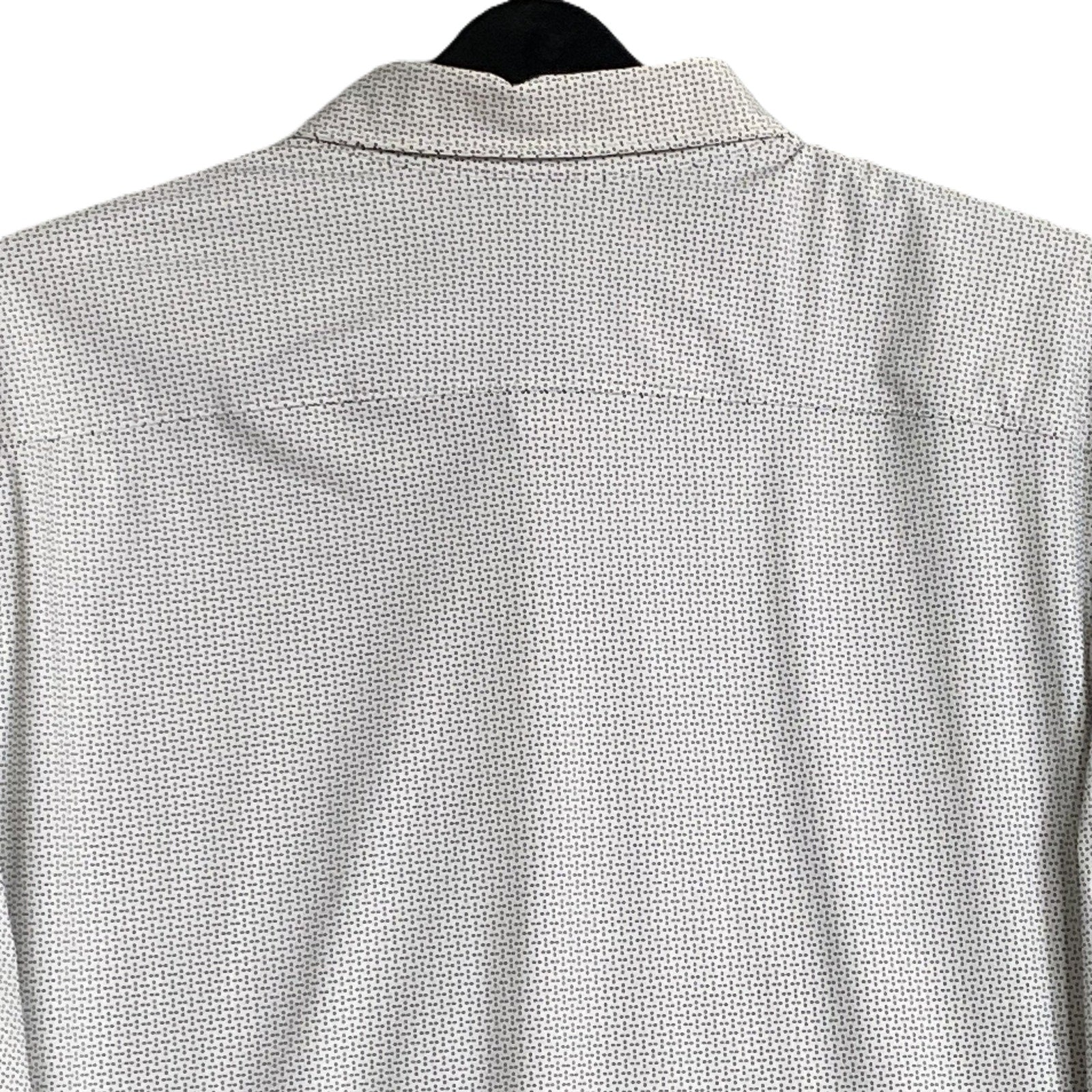 Michael Kors Dress Shirt Men's XXL Slim Fit Long Sleeve Stretch White Geo