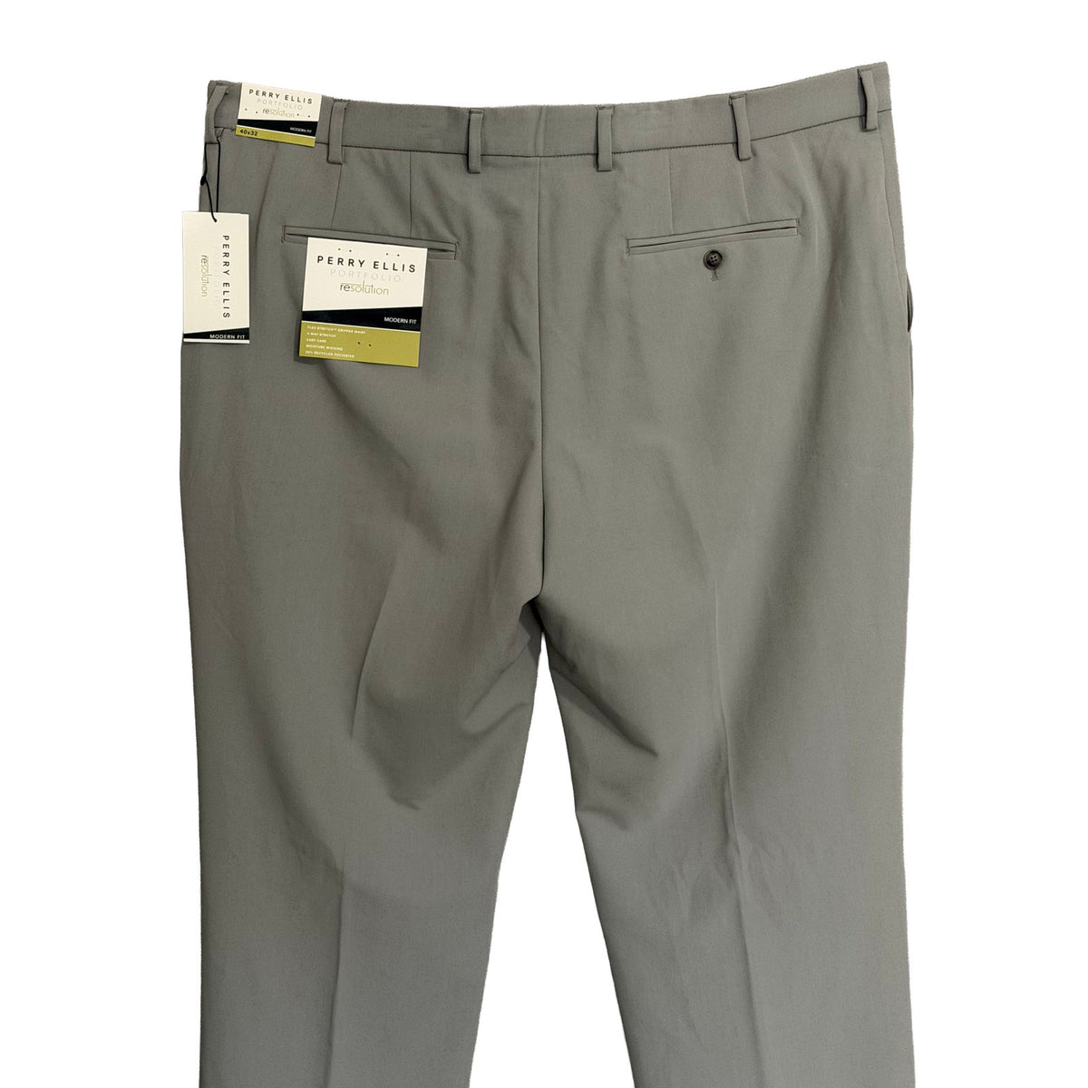 Perry Ellis Pants Men's 40"x32" Modern Fit Dress Pant Chiseled Stone