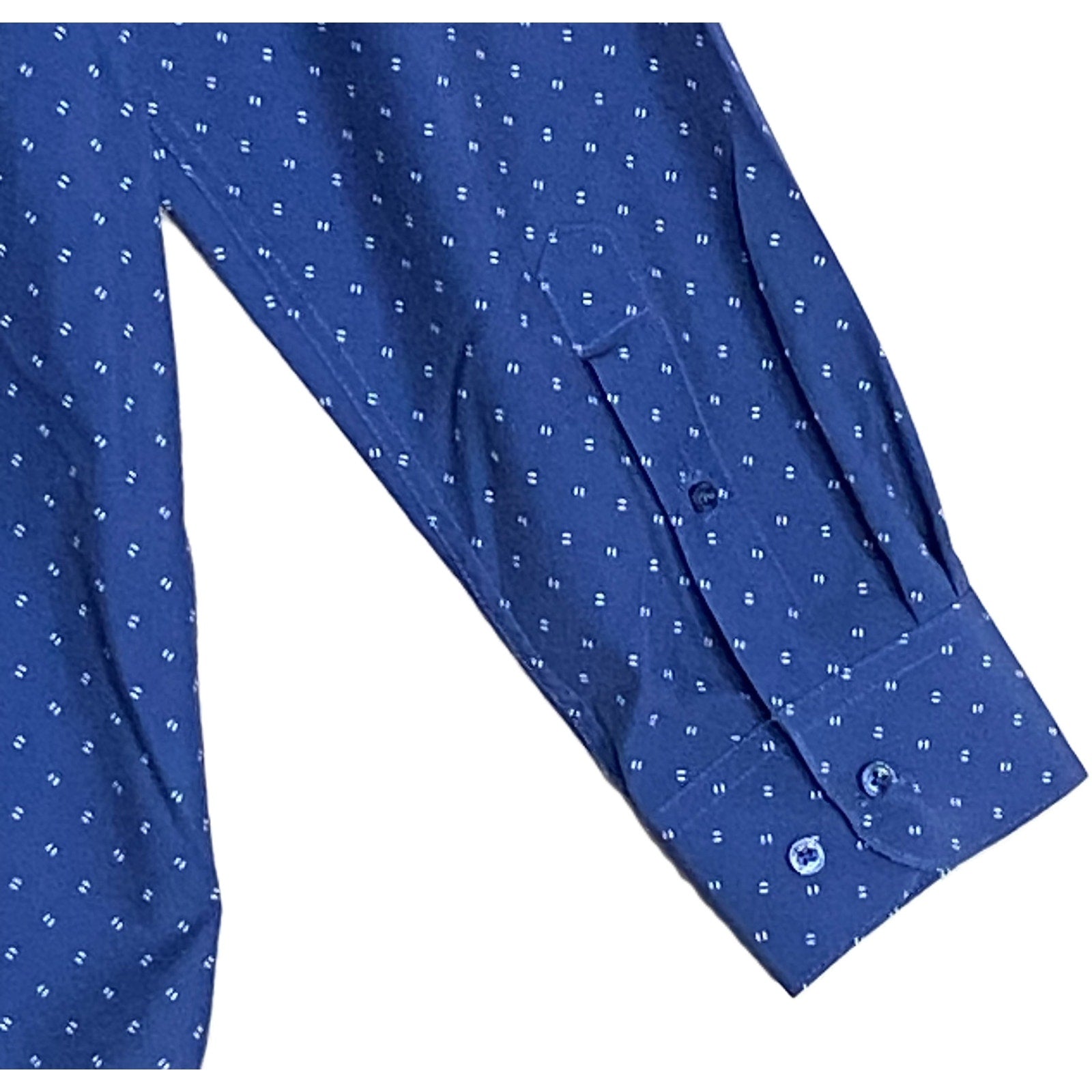 Nautica Dress Shirt Men's XL 17-17.5 34/35 Performance Slim Fit Blue Geo