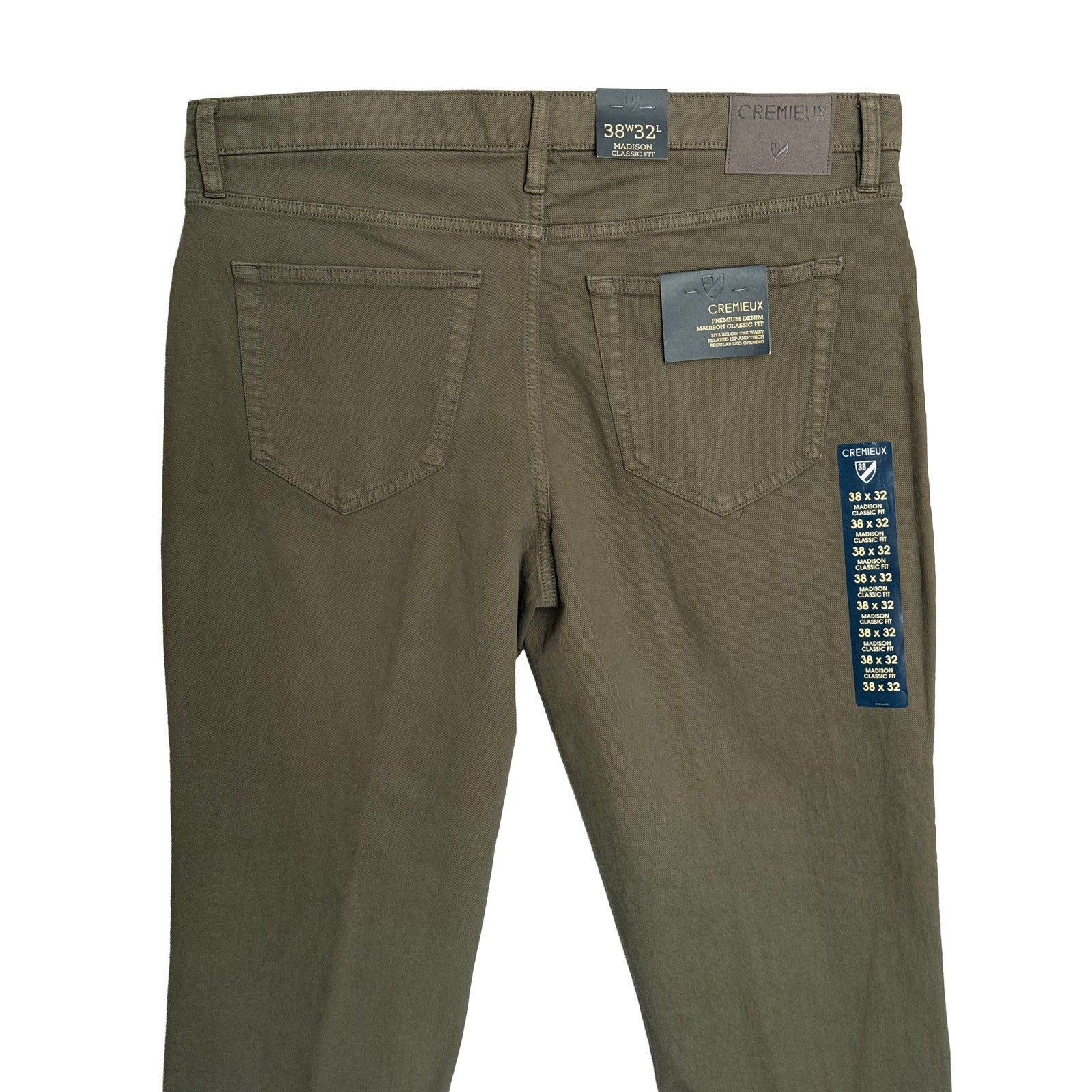 Daniel Cremieux Denim Pants Men's 38"x32" Madison Classic Fit Deep Olive