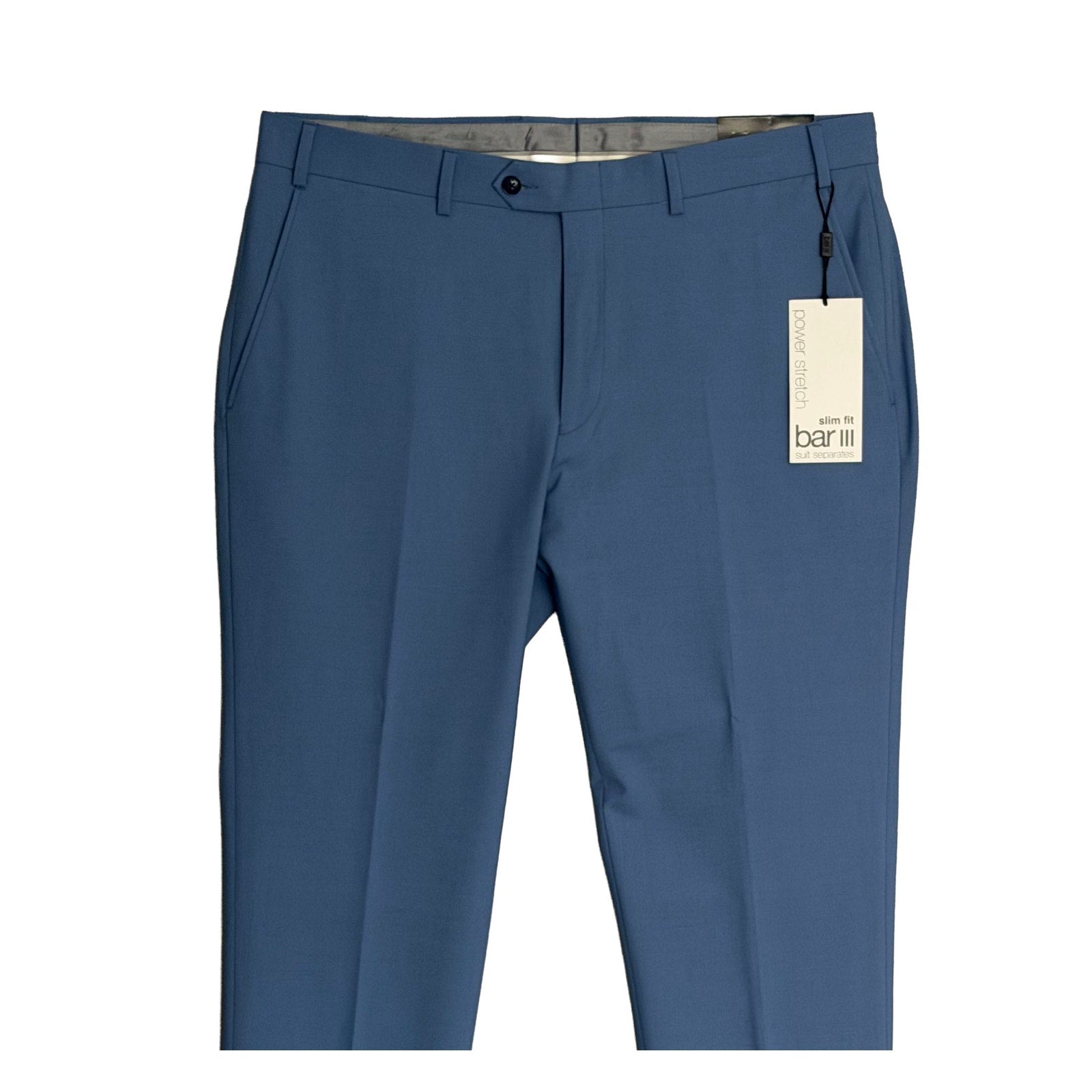 Bar III Dress Pants Men's 36"x32" Slim Fit Wool Blend Stretch Light Blue