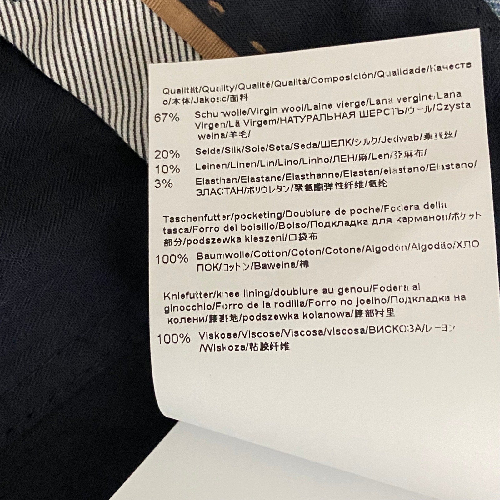 Boss Dress Trousers Men's 38x32 Wool/Silk/Linen Blend Pleated Cuffed Blue