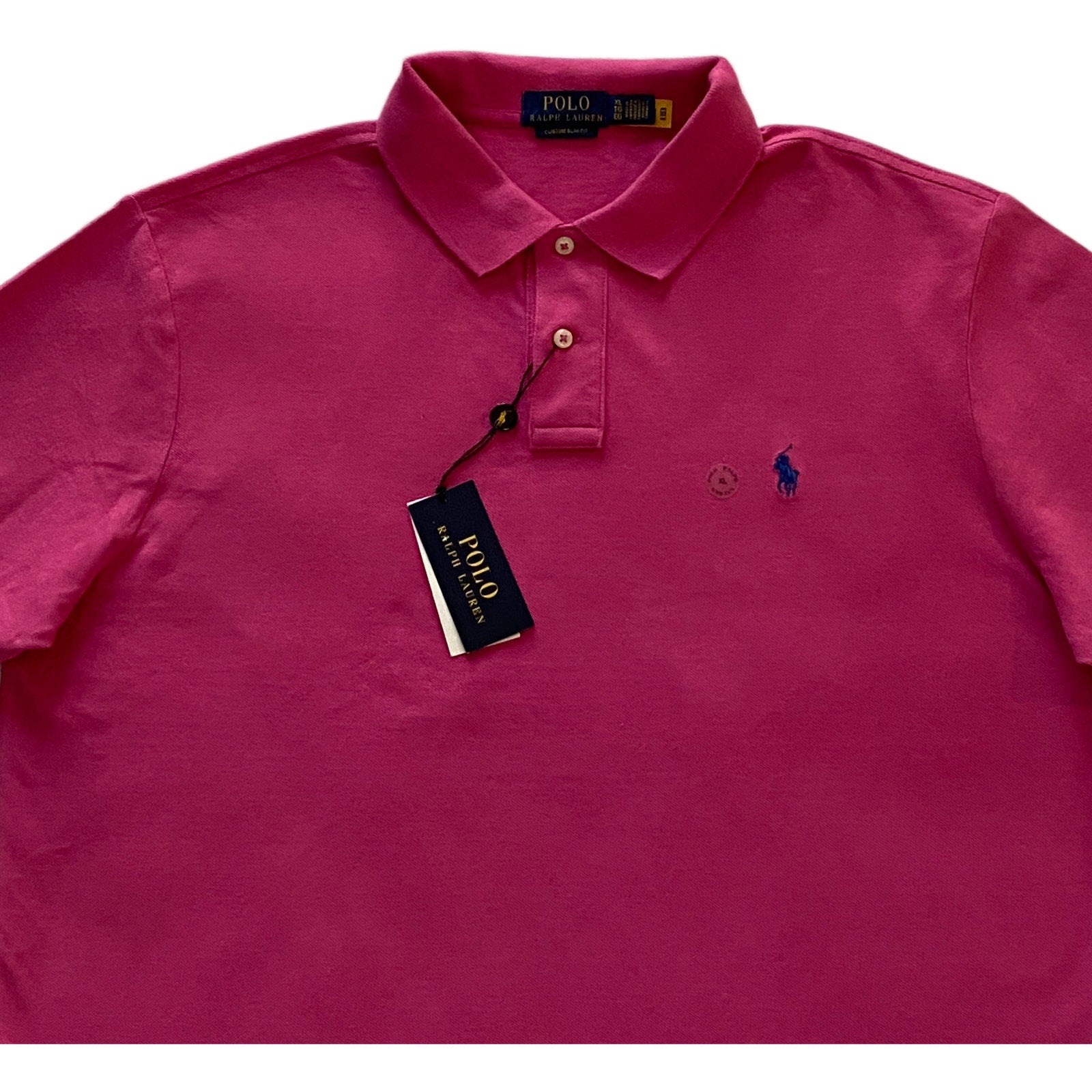 Polo Ralph Lauren Shirt Men's XL Custom Slim Fit Polo Shirt Short Slv Pink