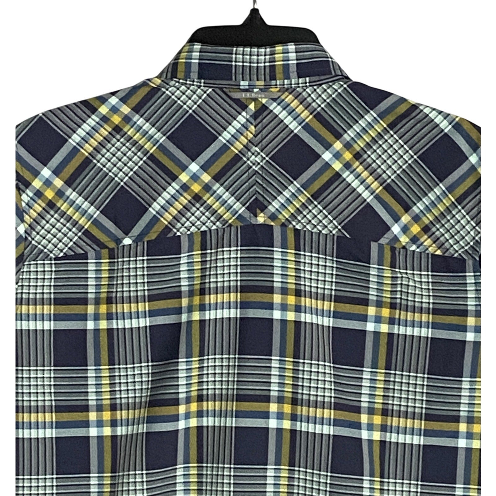 L.L. Bean Casual Shirt Men's Small SunSmart Cool Weave Navy Night Plaid