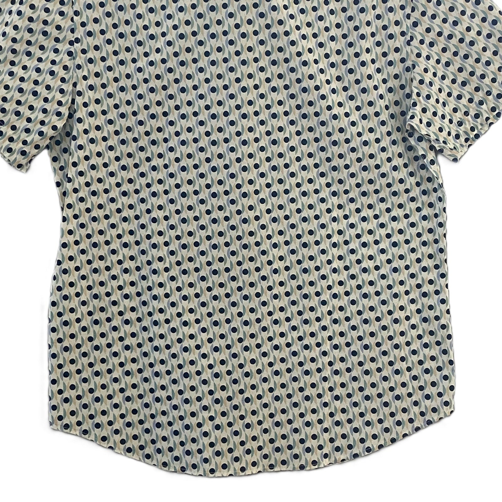 Bugatchi Shirt Men's Small Short Sleeve Shaped Fit Button-Up Cool Mint Geo