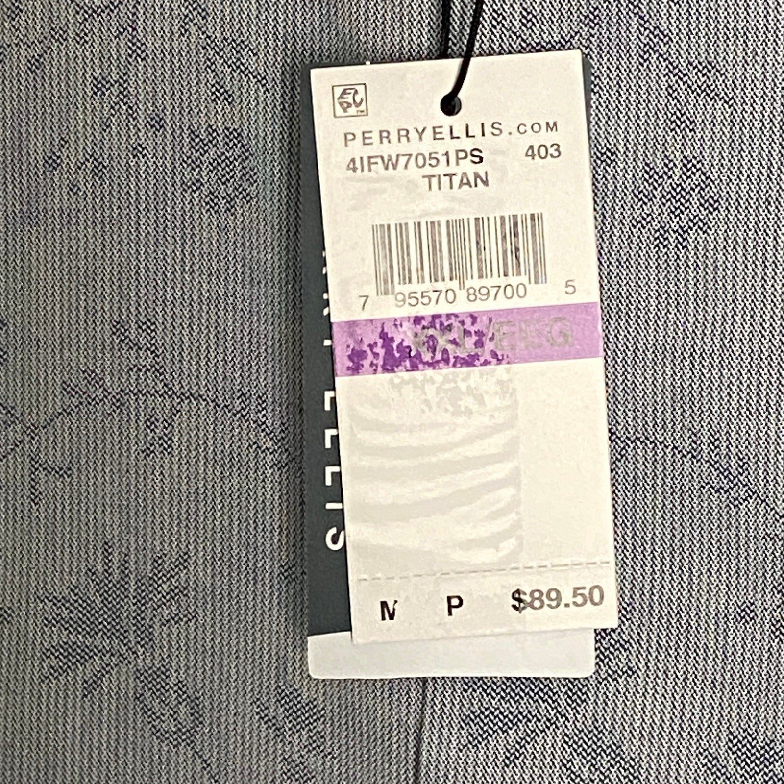 Perry Ellis Shirt Men's XXL Long Sleeve Button Up Shirt Grey Floral Pattern